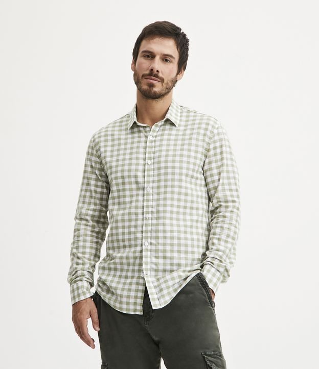 Camisa Regular em Algodão com Estampa Xadrez - Cor: Verde - Tamanho: GG