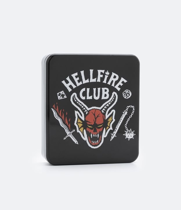 Carteira Dobrável com Box de Metal e Estampa Hell Fire Club Preto 4