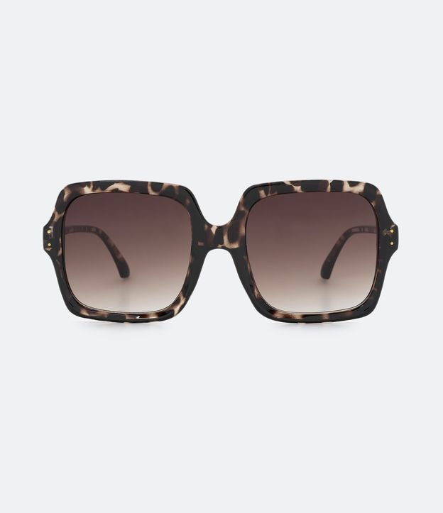 Óculos de Sol Quadrado com Shape Maxi e Lentes Degrade Marrom 2