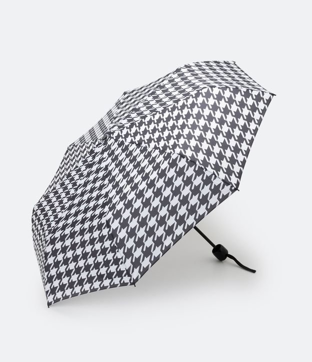 Mini Sombrinha em Alumínio com Estampa Xadrez Pied-de-Poule