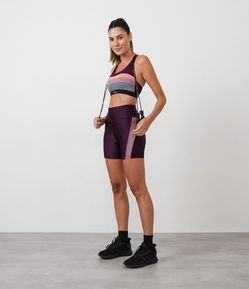 Bermuda Curta em Poliamida com Recorte Contrastante