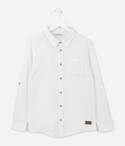 Camisa Infantil em Linho com Bolsinho - Tam 5 a 14 anos