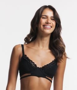 Sutiã Sem Bojo e Com Aro em Tule com Aplicação de Renda Guipir