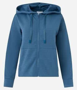 Jaqueta Esportiva em Modal com Capuz e Fechamento com Zíper