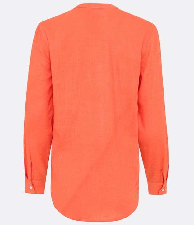 Camisa em Viscolinho com Abotoamento Frontal Laranja Coral 7