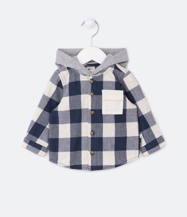Camisa Infantil de Cuadros Manga Larga - Talle 0 a 18 meses Azul 1