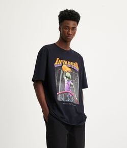 Camiseta Relaxed com Estampa de ET Jogador de Basquete e Lettering