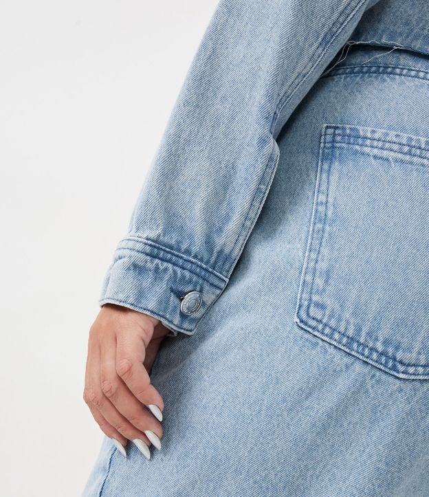 Jaqueta Cropped Jeans com Corrente de Strass Curve & Plus Azul 6