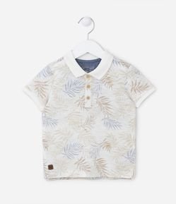 Camisa Polo Infantil com Estampa de Folhagens - Tam 1 a 5 Anos