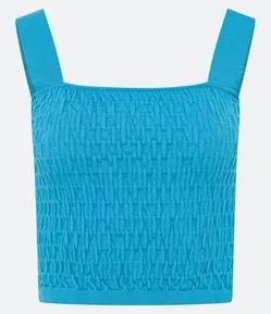 Blusa Cropped de Alça em Tricô com Textura Amassadinha
