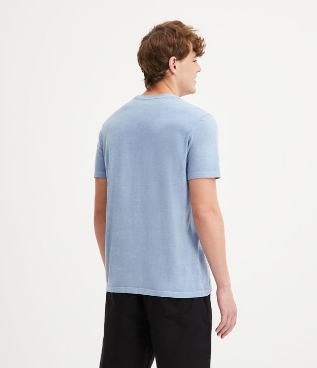 Camiseta em Meia Malha Estonada com Estampa Nature Chaser Azul Estonado 3