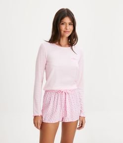 Blusa de Pijama em Ribana com Frufru na Manga e Barra