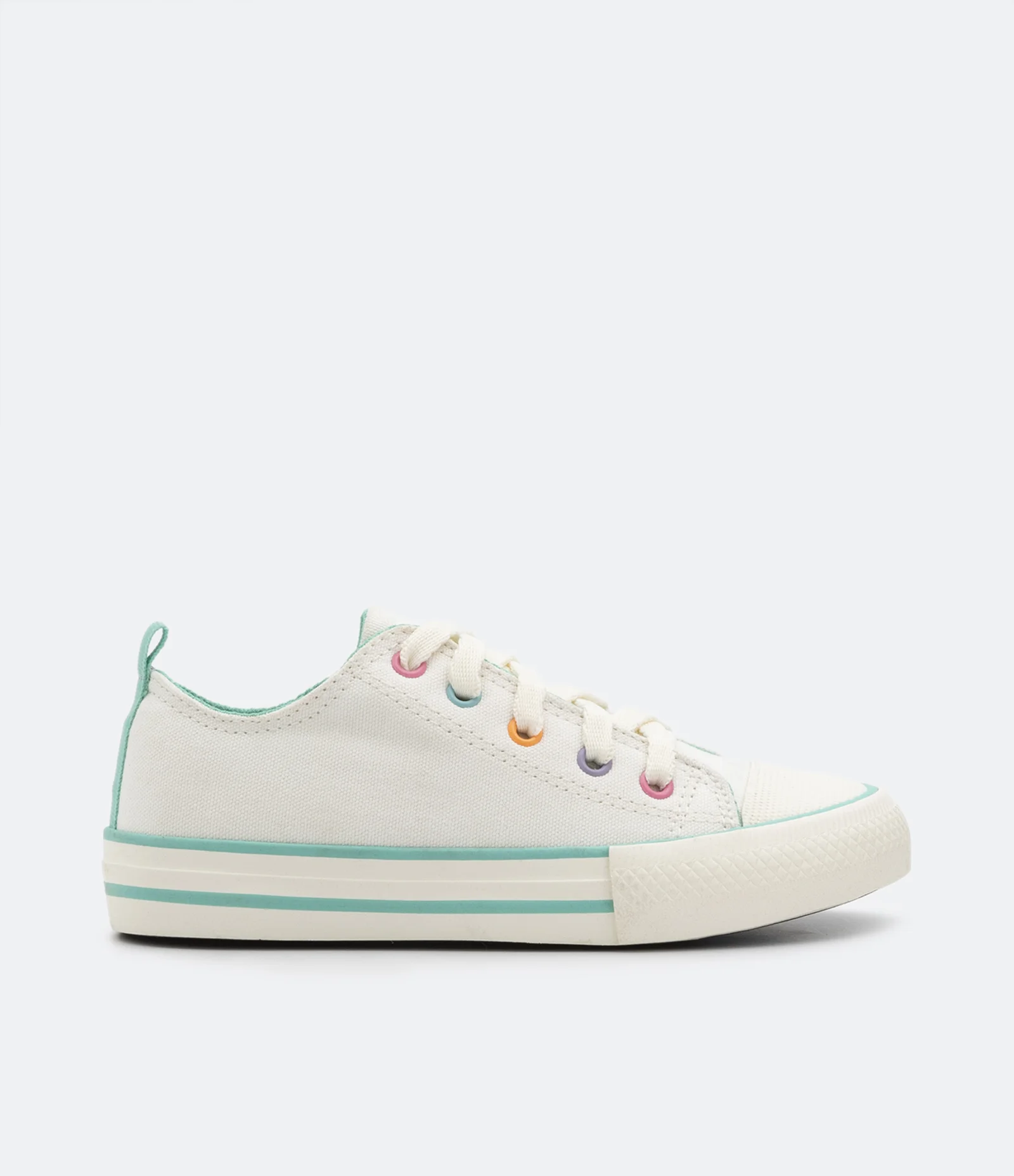 Tênis Infantil com Ilhoses Coloridos e Detalhes Contrastantes - Tam 28 ao 36 Off White 2