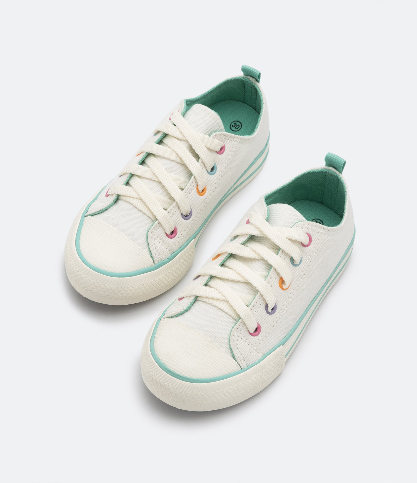 Tênis Infantil com Ilhoses Coloridos e Detalhes Contrastantes - Tam 28 ao 36 Off White 3