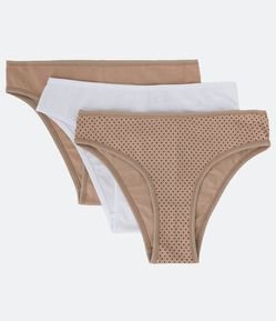 Kit 03 Calcinhas Biquíni em Algodão com Peça Estampa Poá