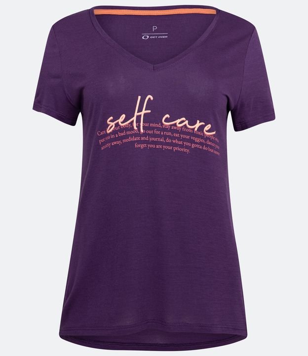 Remera Deportiva en Viscosa con Manga Corta y Lettering Violeta 5