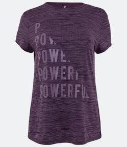 Camiseta Esportiva em Poliamida com Estampa Powerful e Detalhe nas Costas