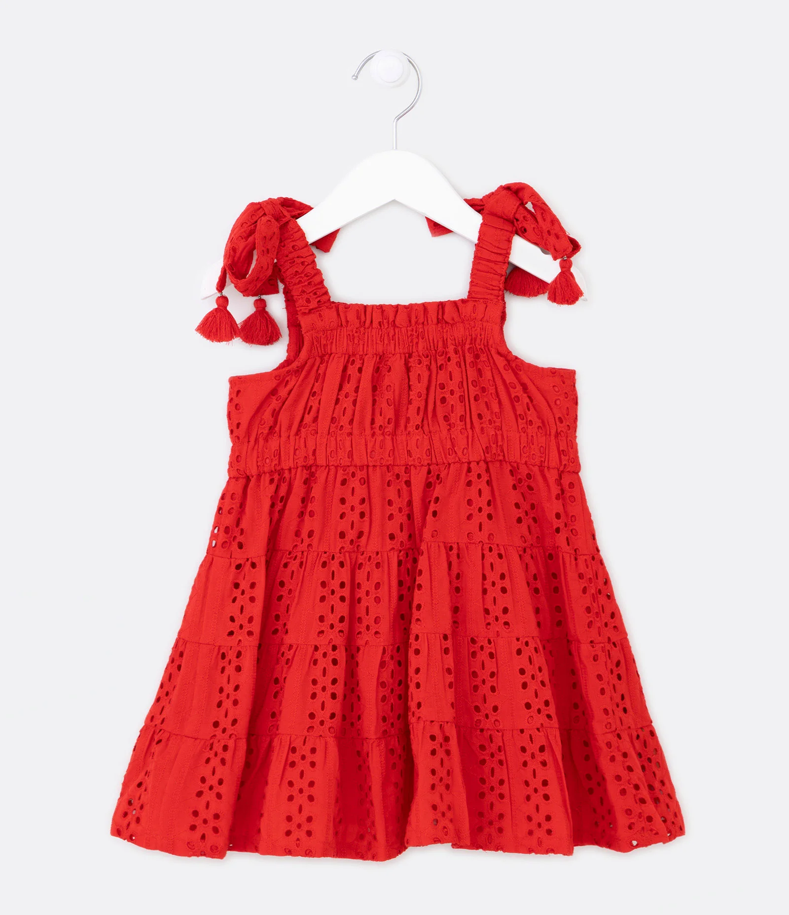 Vestidinho em Algodão com Textura de Furinhos - Tam 01 a 05 Anos Laranja 2