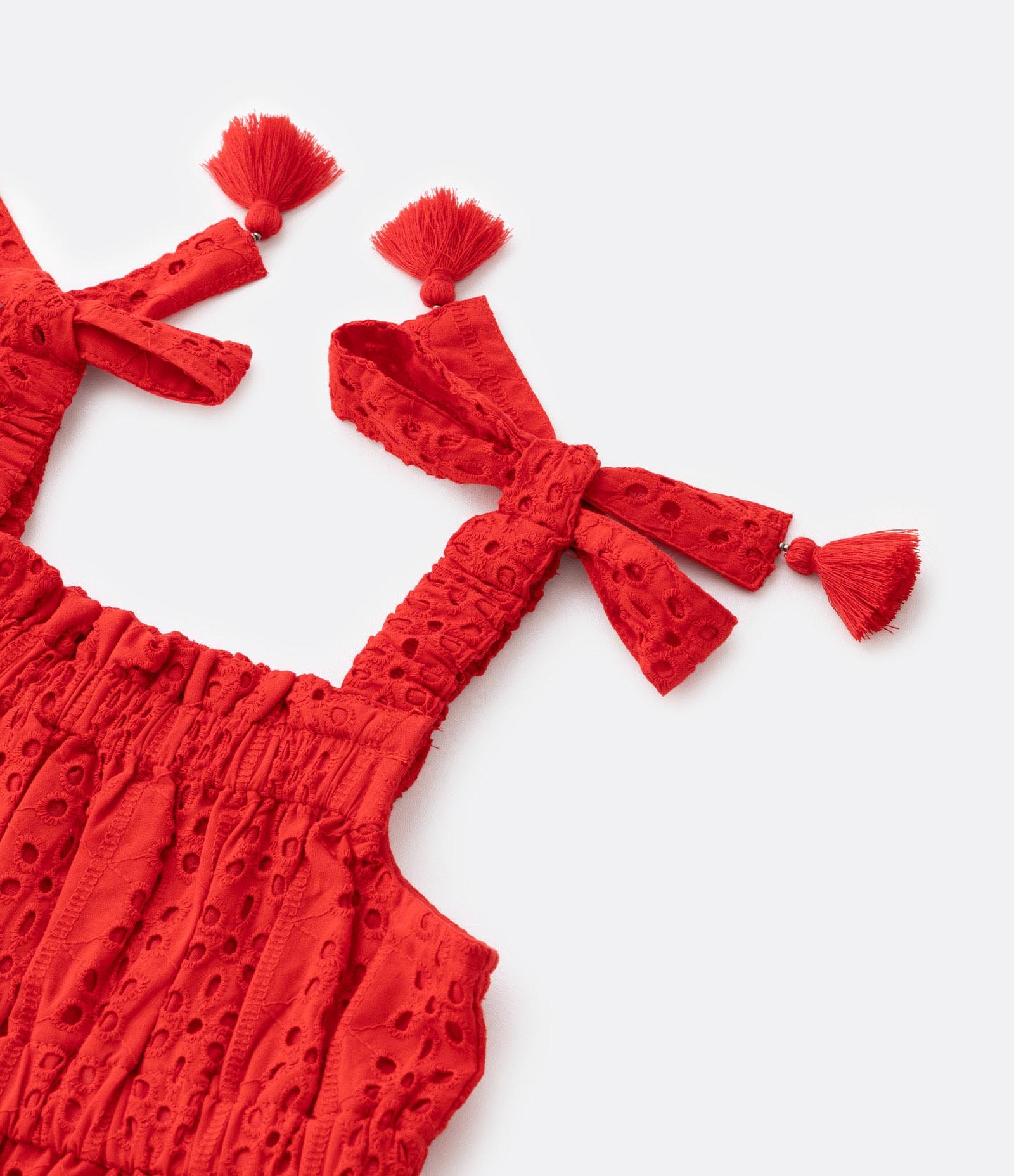 Vestidinho em Algodão com Textura de Furinhos - Tam 01 a 05 Anos Laranja 5