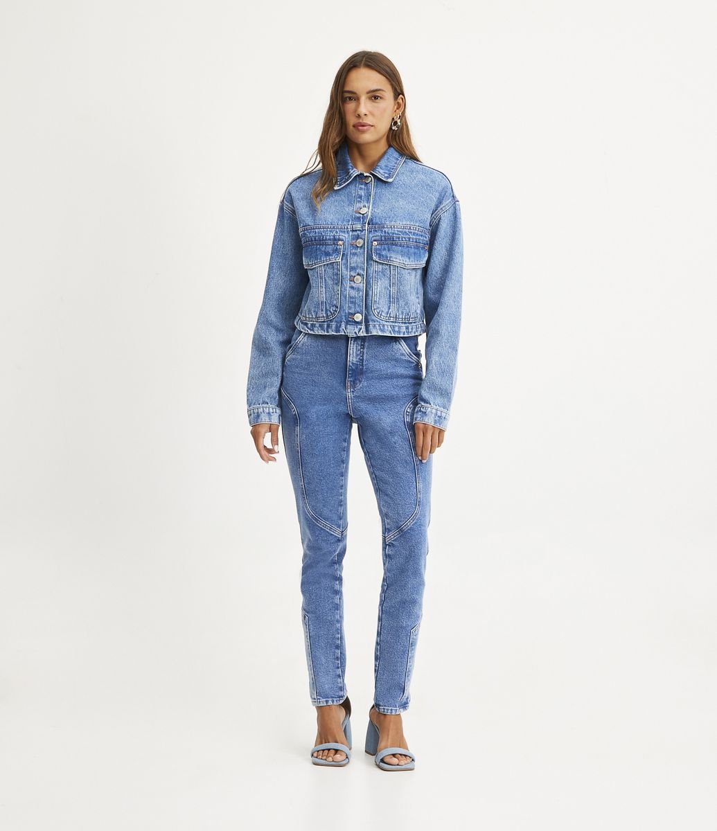 Jaqueta jeans best sale cropped renner