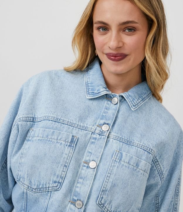 Campera de Jean con Bolsillos y Elástico en el Puño Azul 4