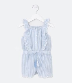 Macaquinho Infantil Texturizado com Estampa de Listras e Babados - Tam 1 a 5 anos