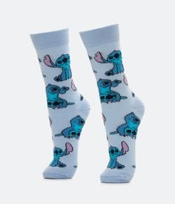 Meia Cano Alto em Algodãoa com Estampa Stitch