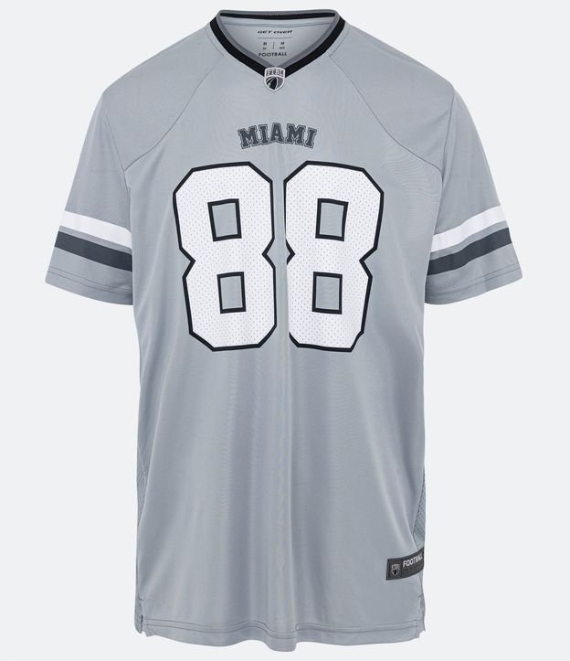 Camiseta Esportiva Dry Fit Futebol Americano com Estampa Miami 88 Cinza 6
