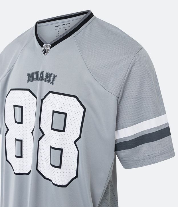 Camiseta Esportiva Dry Fit Futebol Americano com Estampa Miami 88 Cinza 7