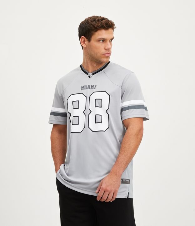 Camiseta Esportiva Dry Fit Futebol Americano com Estampa Miami 88 Cinza 1