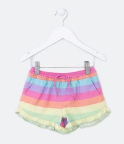 Short Infantil com Estampa Colorida e Babados - Tam 1 a 5 anos