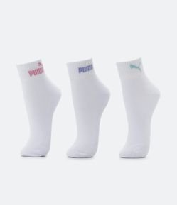Kit 03 Meias Esportivas Cano Baixo em Algodão com Textura Atoalhada Puma
