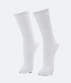 Meia Cano Alto em Algodão com Textura Canelada