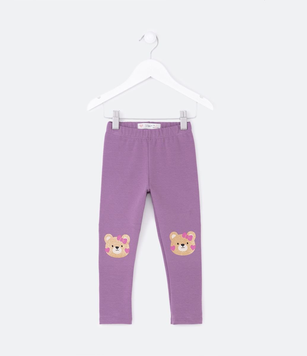 Legging Infantil Menina Cotton Urso Pink