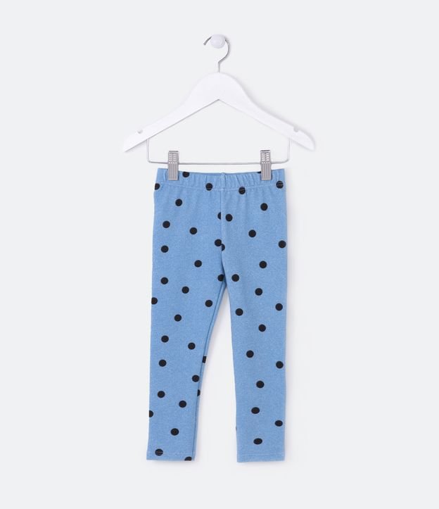 Pantalón Legging Infantil en Algodón con Estampado Lunares - Talle 5 a 14 años Azul 1