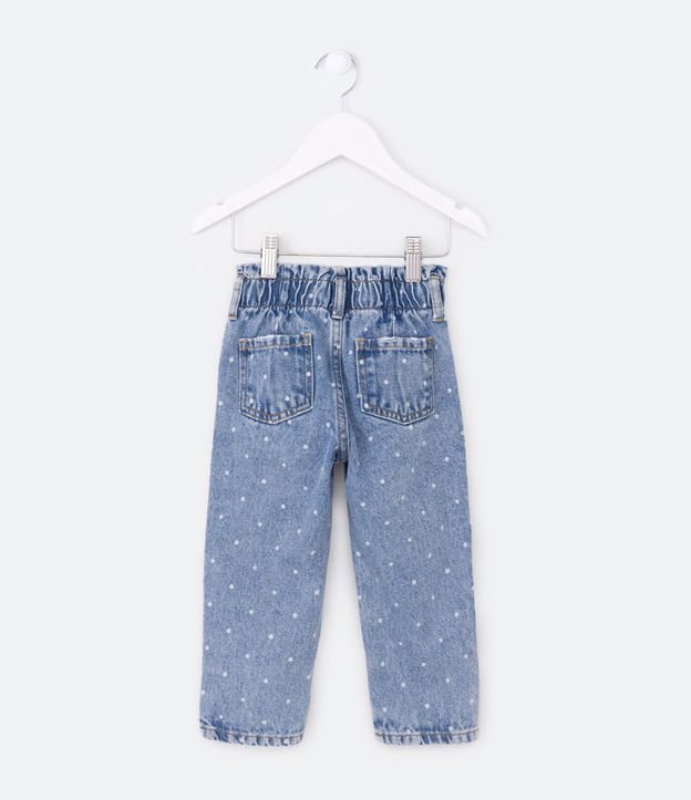 Pantalón Clochard Infantil Jeans con Estampado de Lunares - Talle 1 a 5 años Azul 2