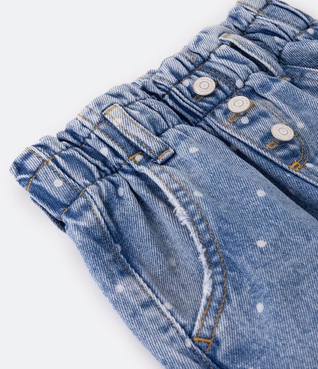 Pantalón Clochard Infantil Jeans con Estampado de Lunares - Talle 1 a 5 años Azul 3