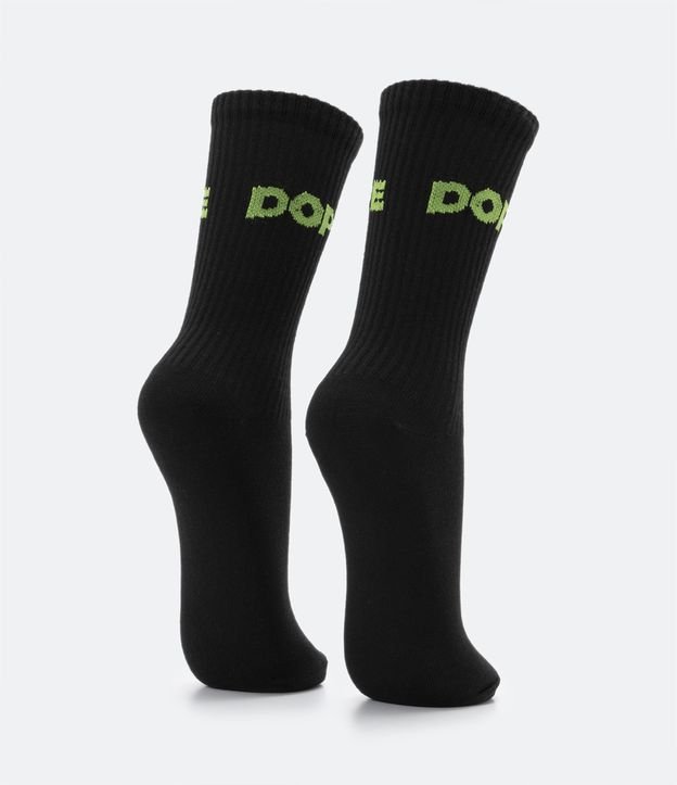 Media Caña Larga en Algodón con Estampado de Lettering Dope Negro 3
