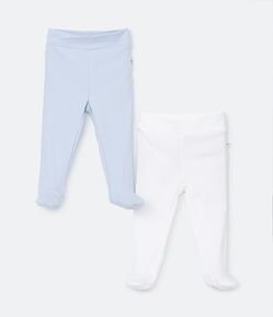 Kit 02 Calças Básicas Infantis em Suedine com Pé Fechado - Tam RN a 12 Meses