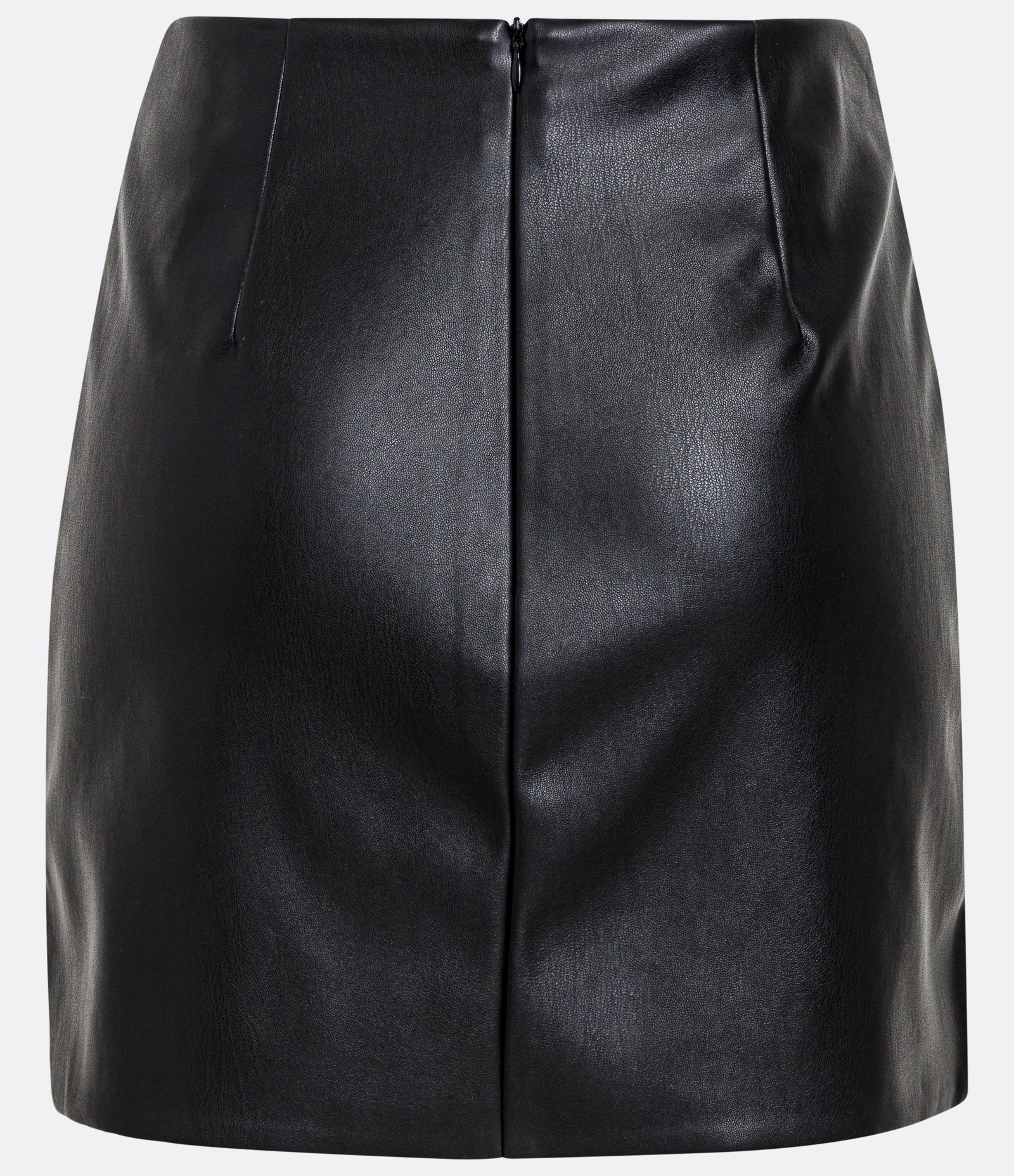 Saia Curta em Material Sintético com Transpasse com Fendinha Preto 6