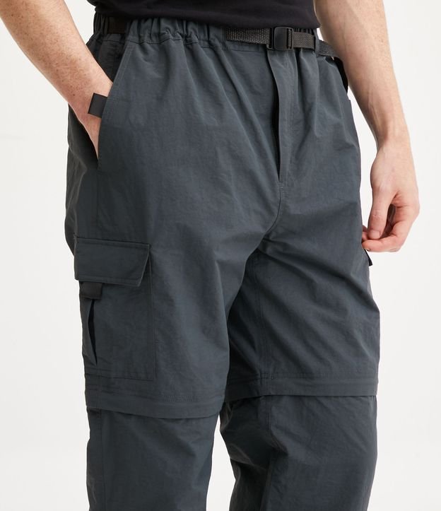 Pantalón se Convierte en Bermuda en Poliamida con Bolsillos Gris 4