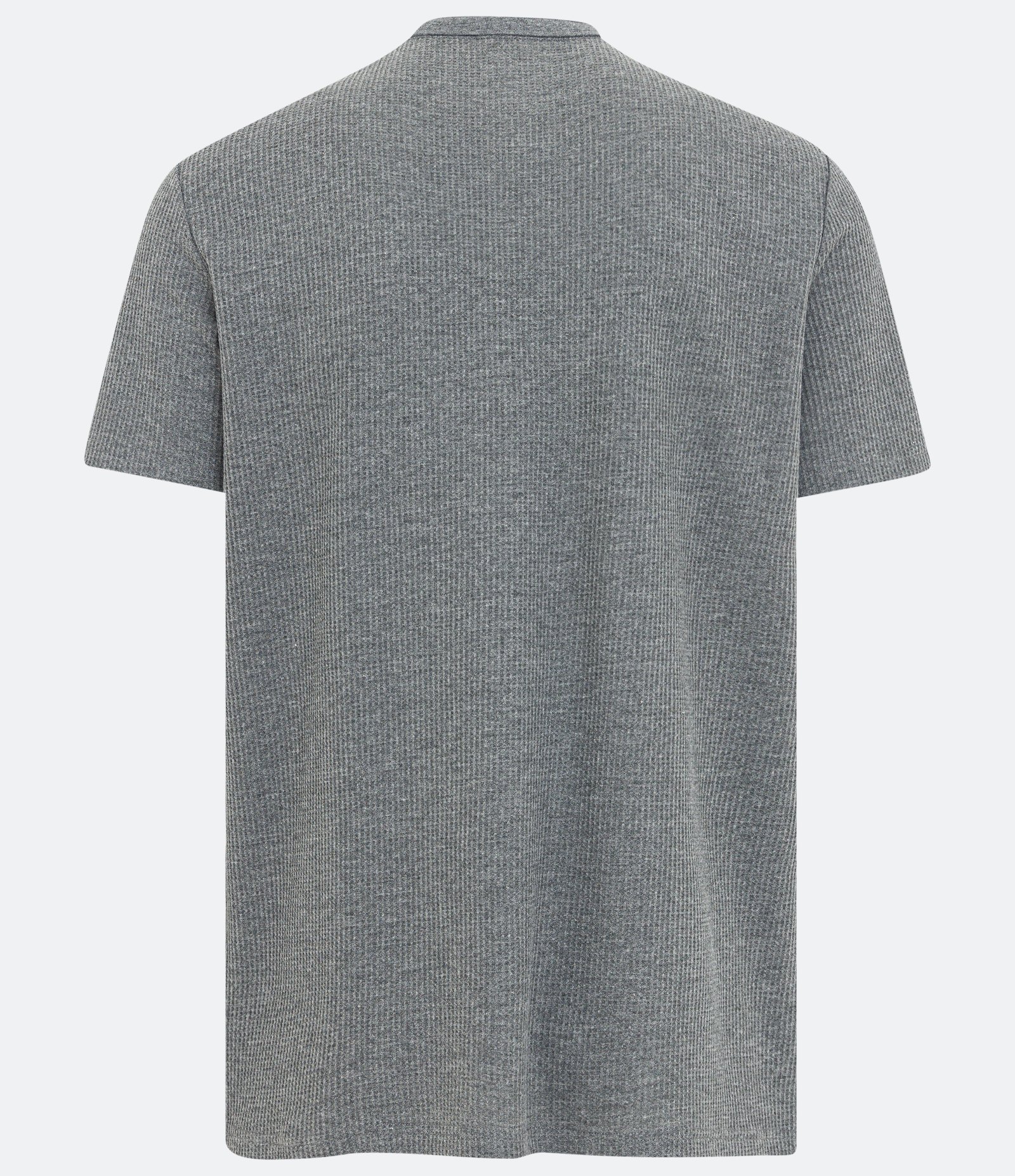 Camiseta de Pijama em Algodão com Gola Padre e Textura Waffle Cinza 5
