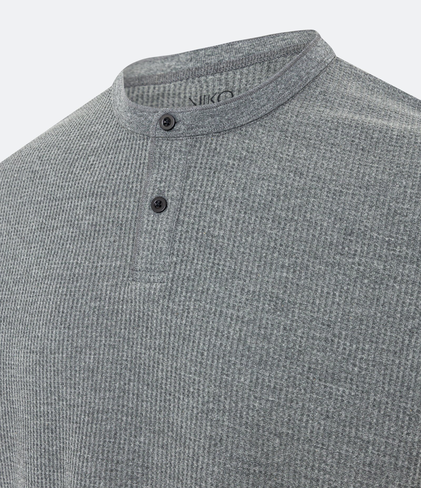 Camiseta de Pijama em Algodão com Gola Padre e Textura Waffle Cinza 6
