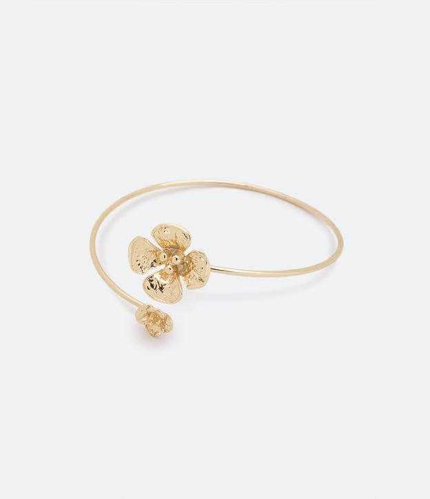 Bracelete em Metal com Detalhes de Flores Dourado 2