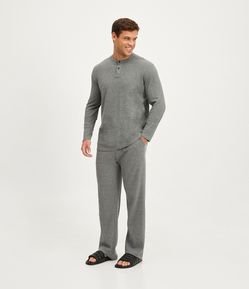 Calça de Pijama em Algodão com Cós Elástico e Textura Waffle