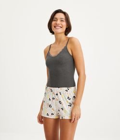 Pijama Short Doll de Alcinha em Ribana com Estampa Animal Print