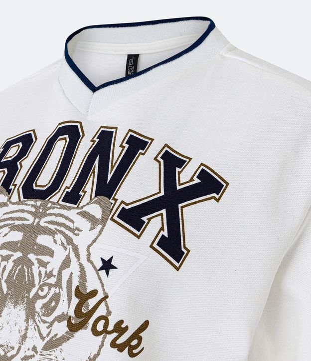 Blusão Cropped em Moletom com Estampa Bronx Tiger Off White 7