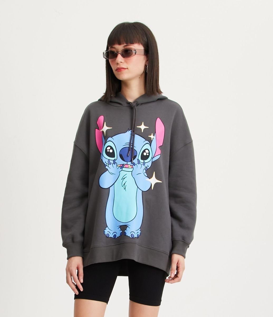 Moletom Casaco Blusao Canguru Lilo Stitch Desenho Feminino Capuz