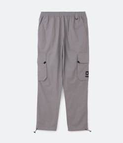 Calça Jogger em Paper Touch com Bolsos Cargo e Detalhe Gorgurão