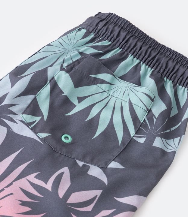 Bermuda Infantil con Bolsillo Trasero y Estampa de Follaje - Talle 5 a 14 años Gris 3